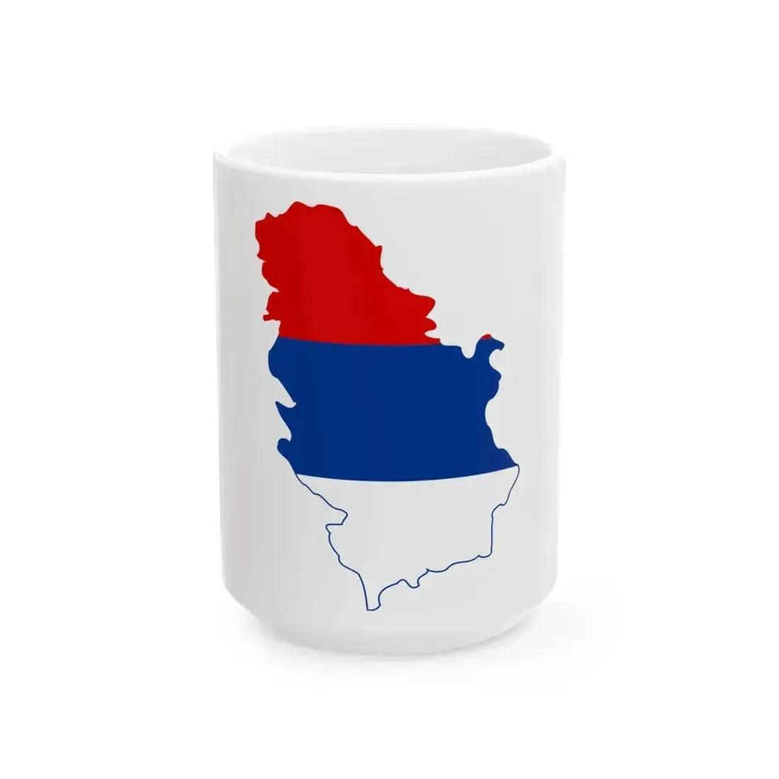 Flag map of Serbia 1992-2004 (Serbia) White Coffee Mug 15oz - Go Mug Yourself