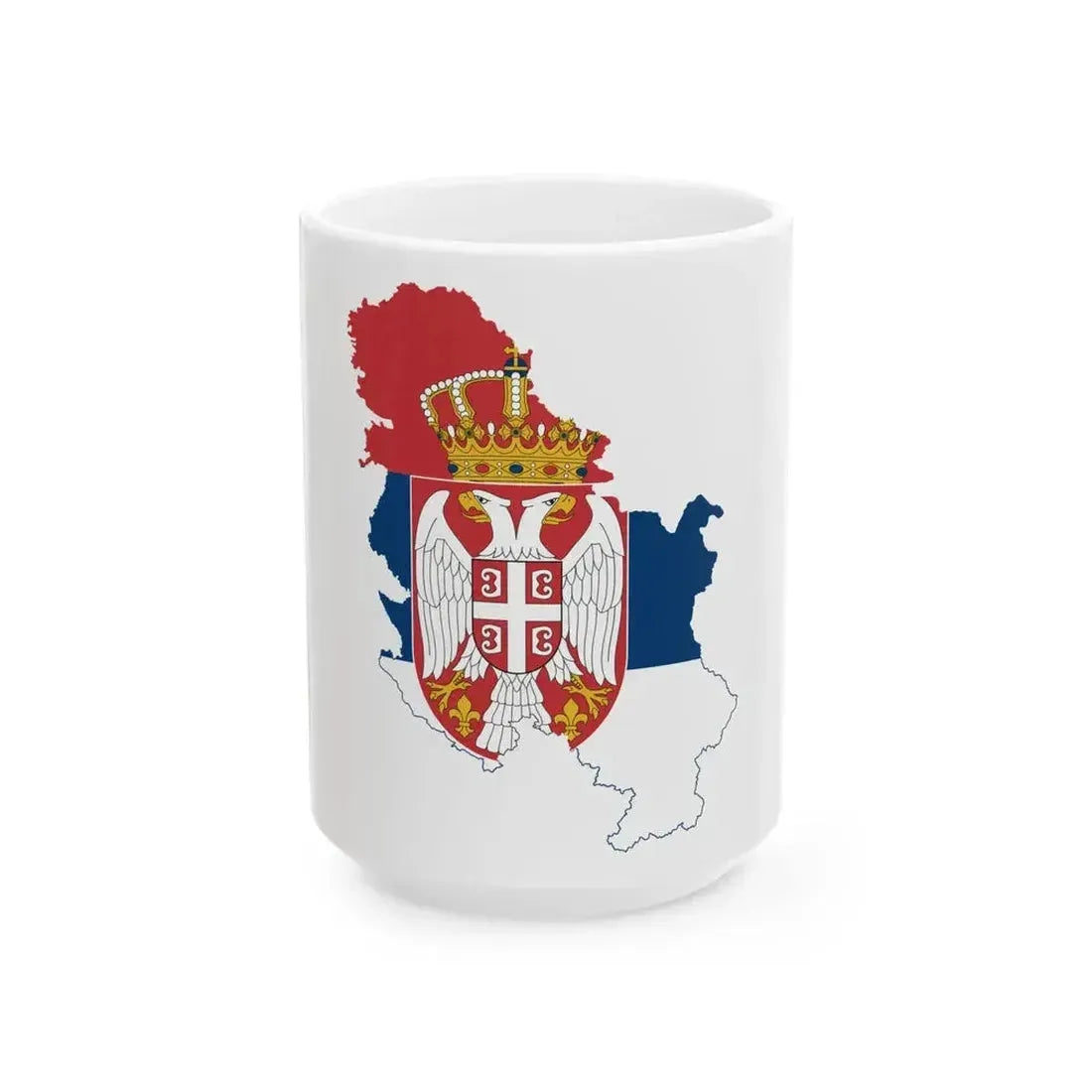 Flag map of Serbia without Kosovo (Serbia) White Coffee Mug 15oz - Go Mug Yourself