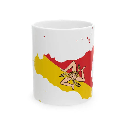 Flag-map of Sicily (Italy) White Coffee Mug 11oz - Go Mug Yourself