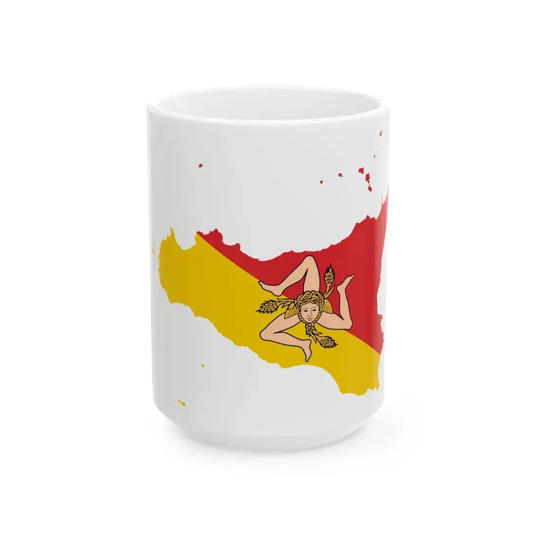 Flag-map of Sicily (Italy) White Coffee Mug 15oz - Go Mug Yourself