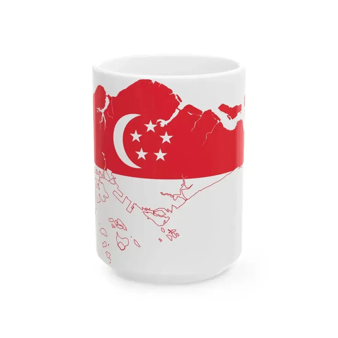 Flag map of Singapore (Singapore) White Coffee Mug 15oz - Go Mug Yourself