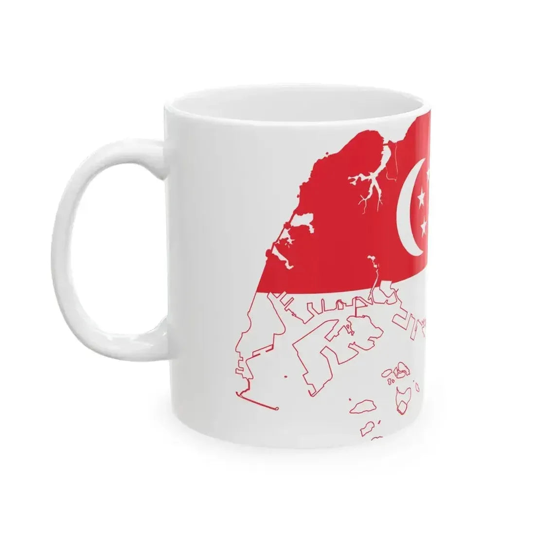 Flag map of Singapore (Singapore) White Coffee Mug - Go Mug Yourself