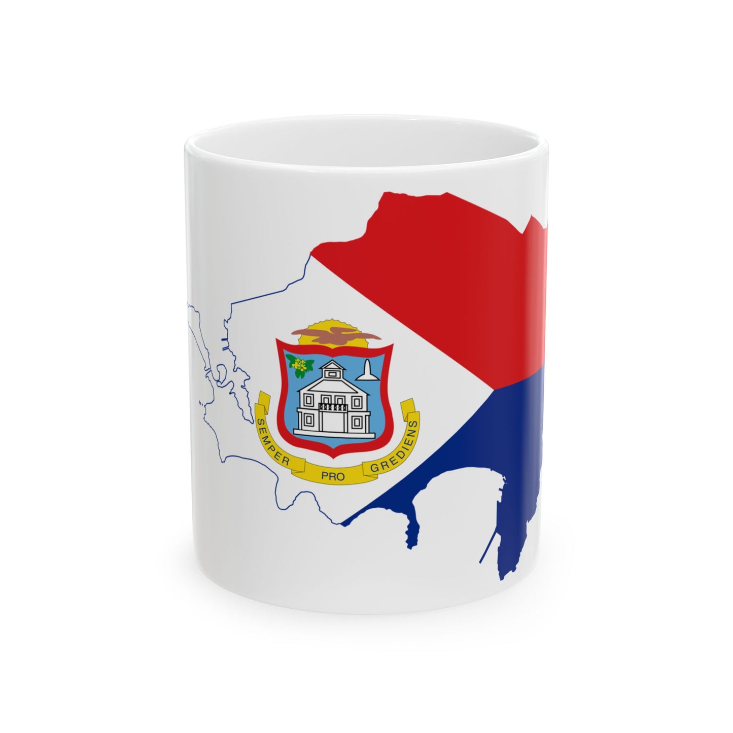 Flag-map of Sint Maarten (Netherlands) White Coffee Mug-11oz-Go Mug Yourself