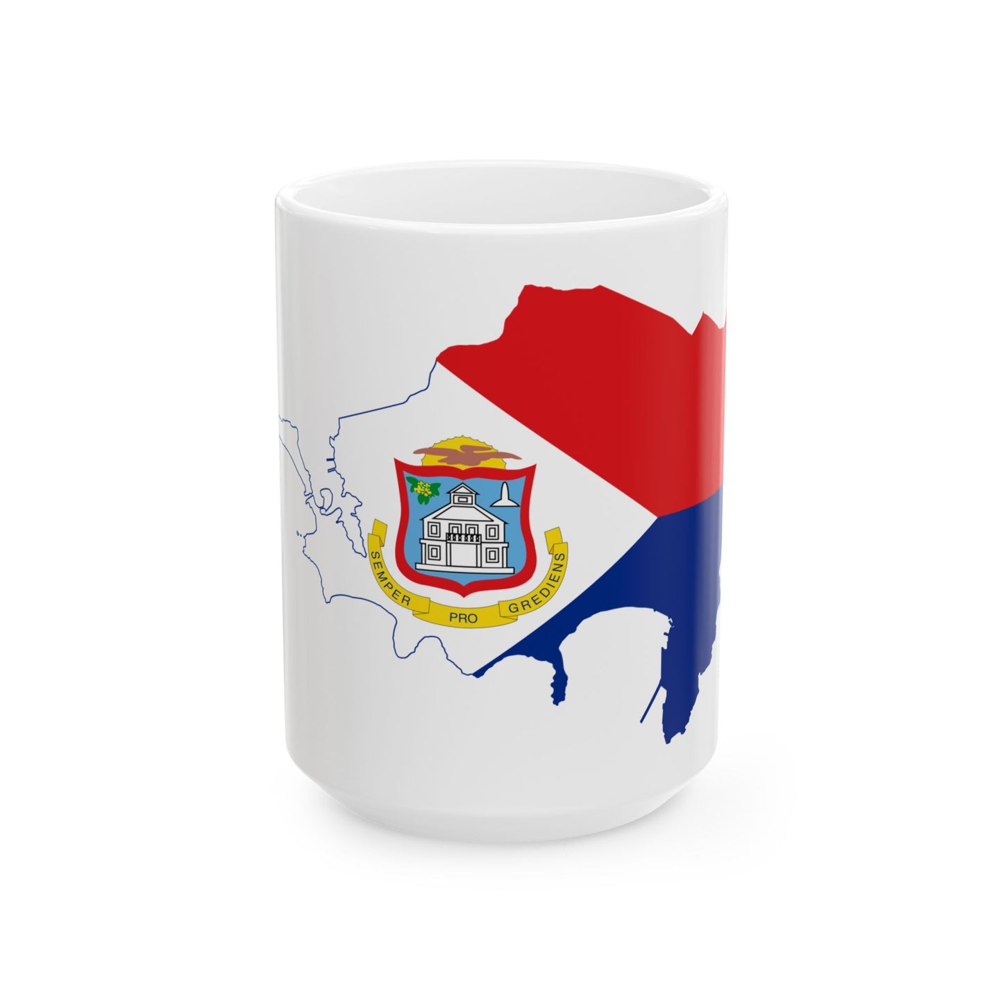 Flag-map of Sint Maarten (Netherlands) White Coffee Mug-15oz-Go Mug Yourself