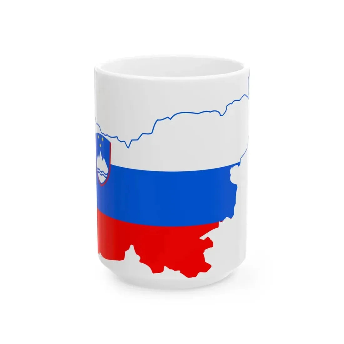 Flag-map of Slovenia (Slovenia) White Coffee Mug 15oz - Go Mug Yourself