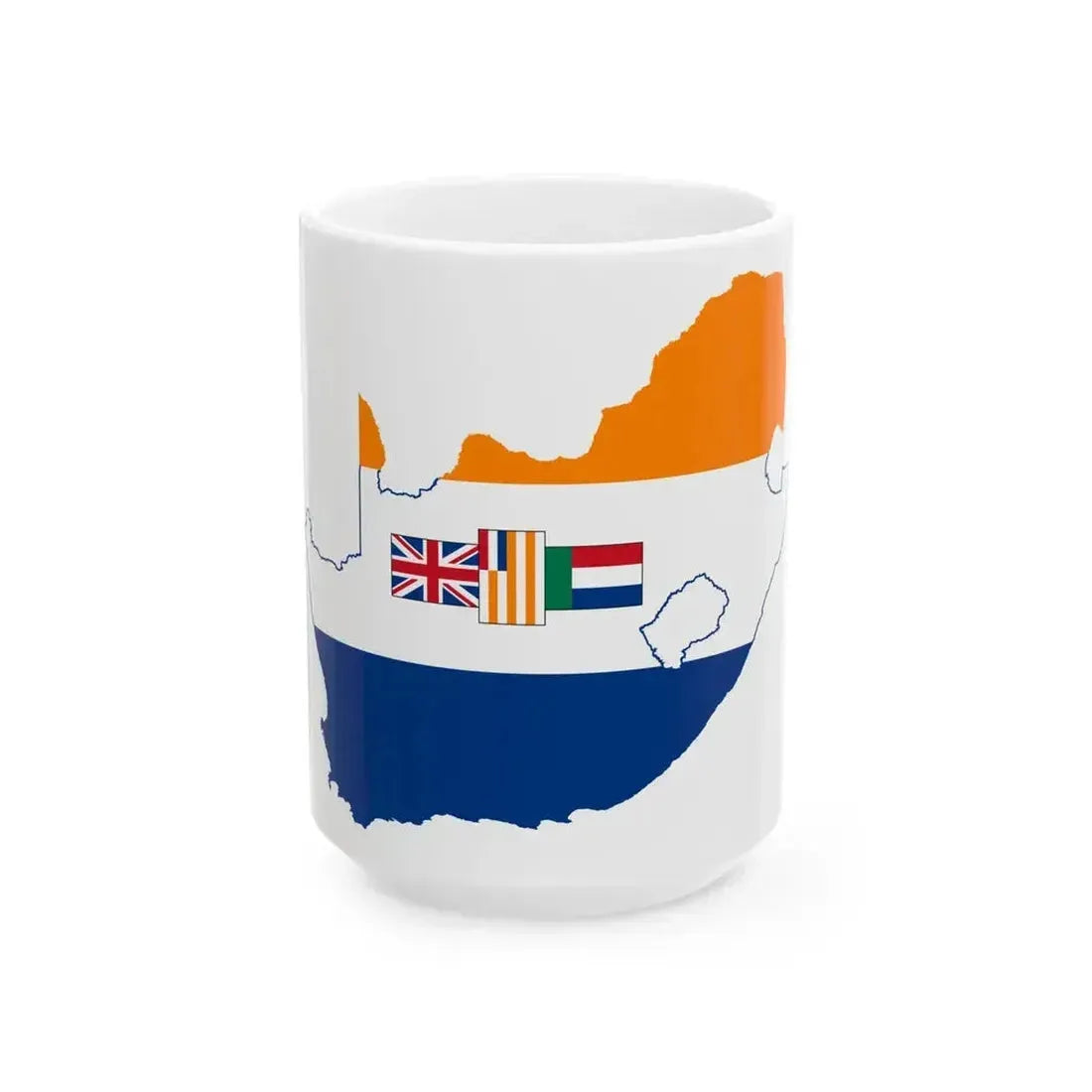 Flag map of South Africa 1928-1982 (South Africa) White Coffee Mug 15oz - Go Mug Yourself