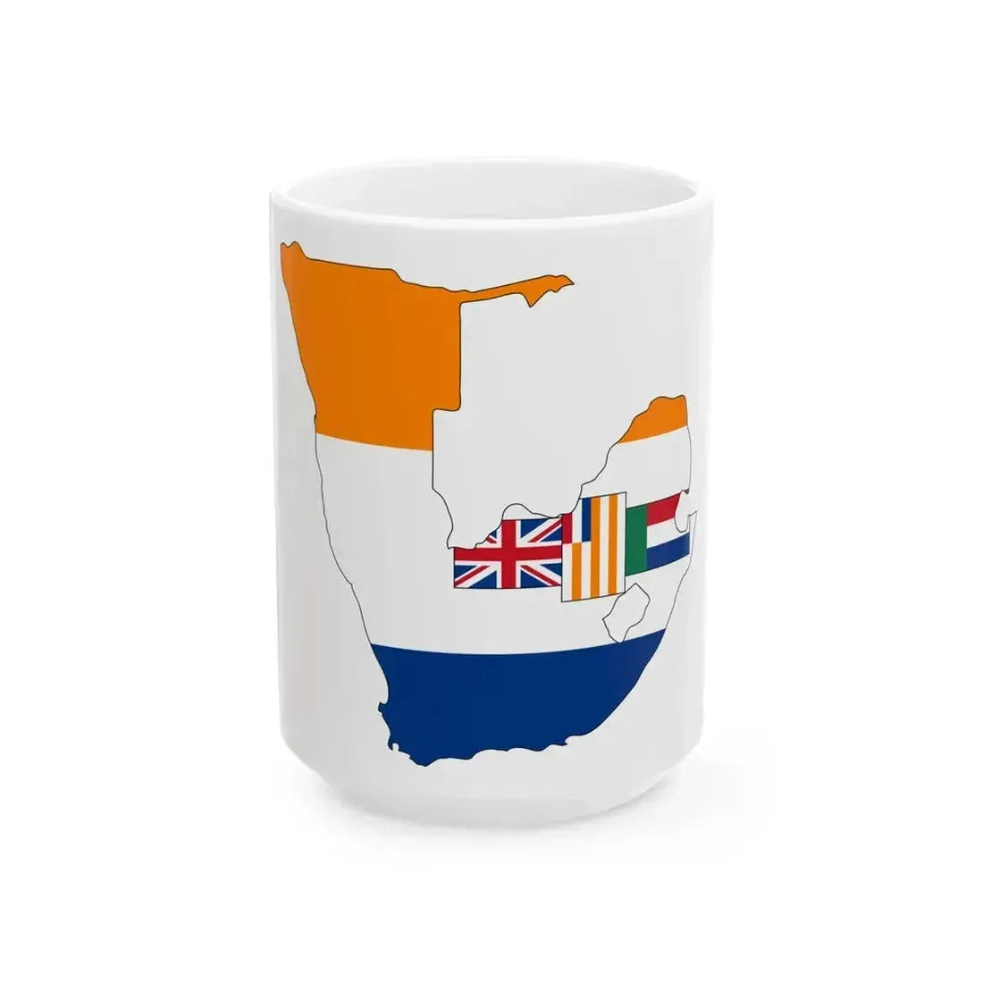 Flag map of South Africa 1928-1982 with South West Africa (South Africa) White Coffee Mug 15oz - Go Mug Yourself