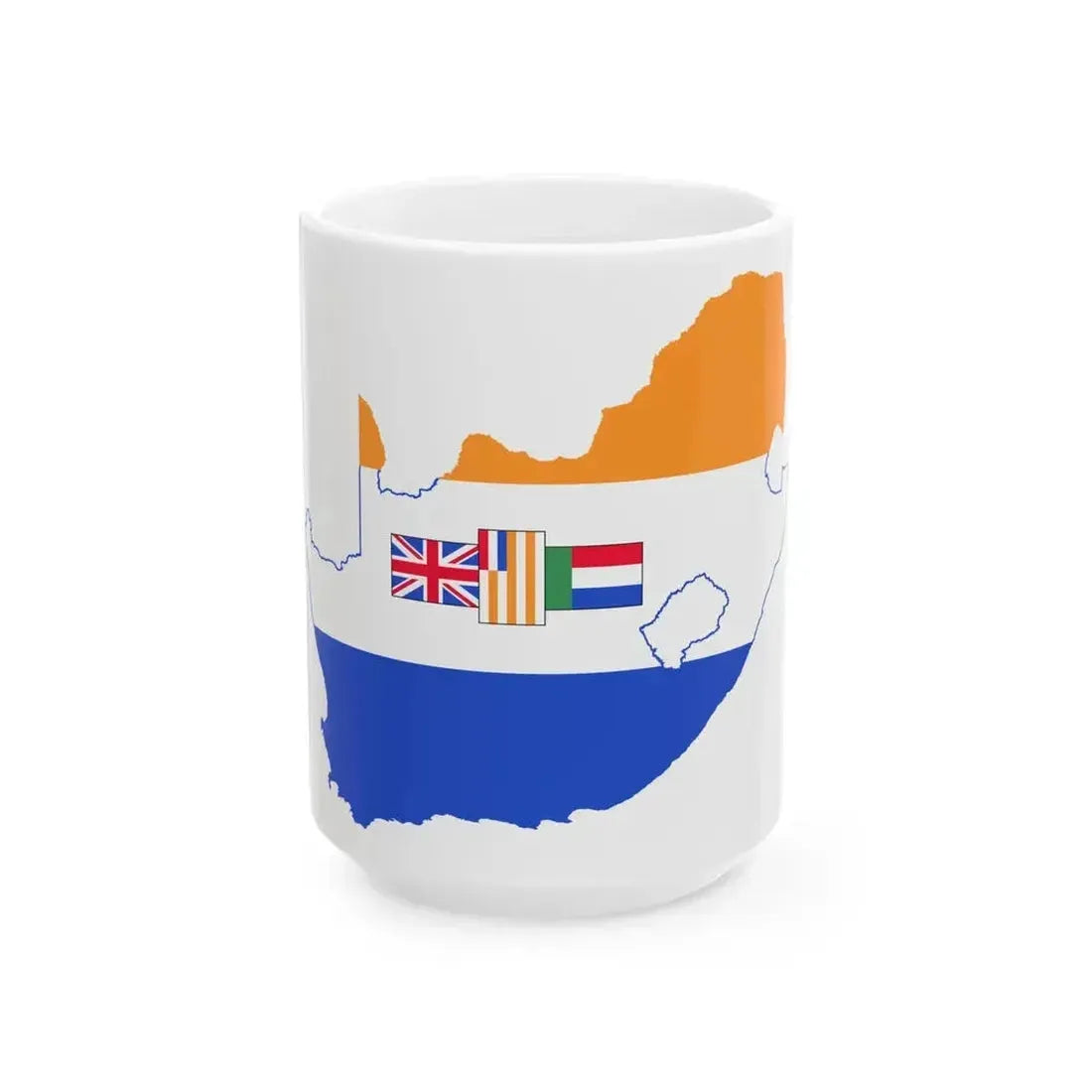 Flag map of South Africa 1982-1994 (South Africa) White Coffee Mug 15oz - Go Mug Yourself