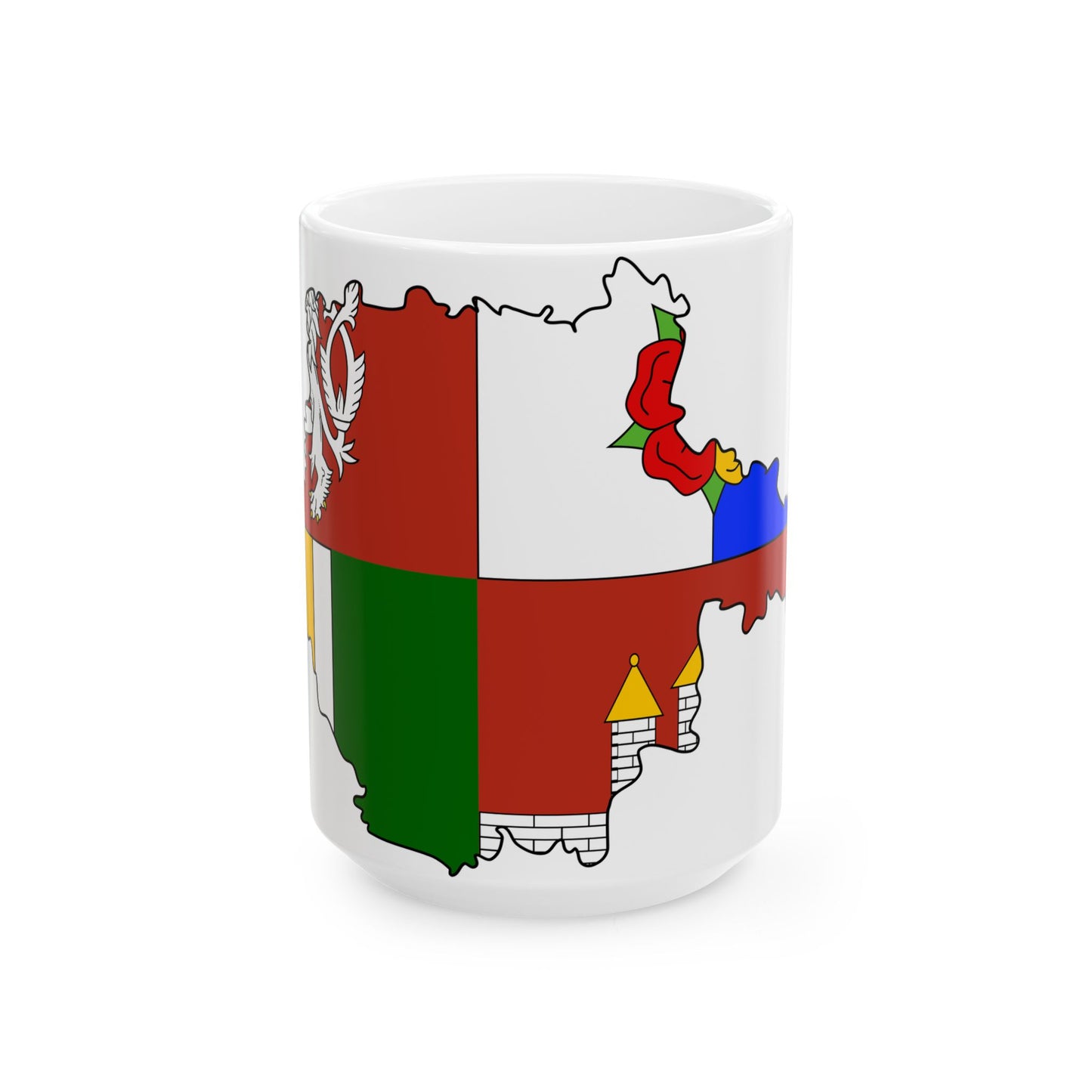 Flag-map of South Bohemian Region (Czech Republic) White Coffee Mug-15oz-Go Mug Yourself