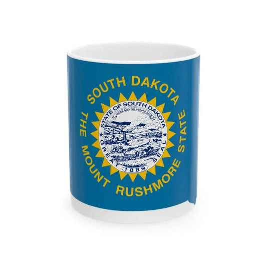 Flag-map of South Dakota (United States) White Coffee Mug 11oz - Go Mug Yourself