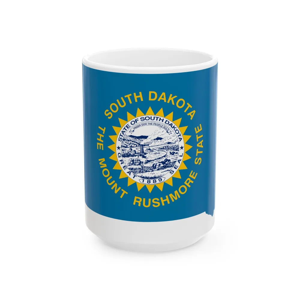 Flag-map of South Dakota (United States) White Coffee Mug 15oz - Go Mug Yourself