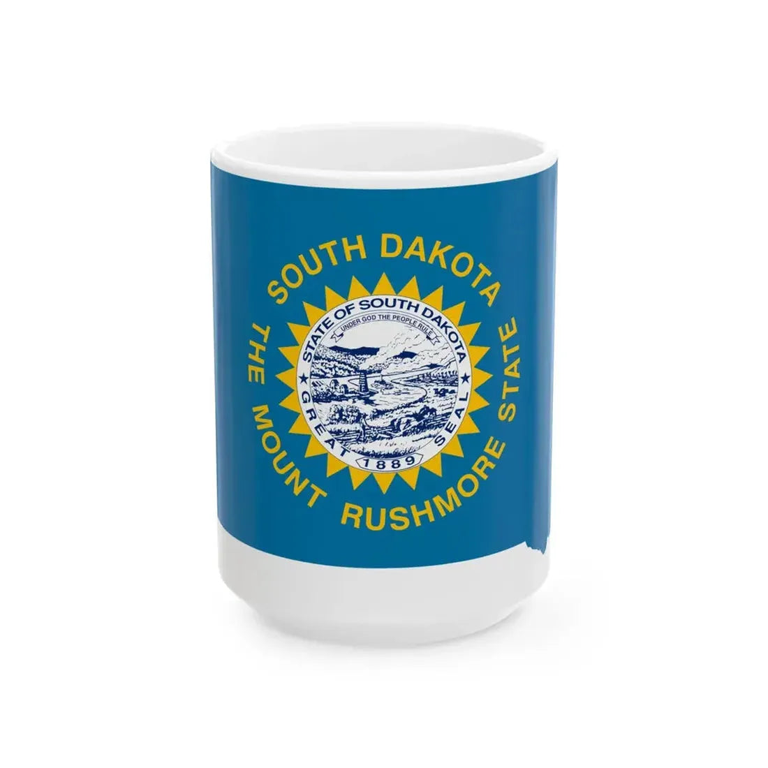 Flag-map of South Dakota (United States) White Coffee Mug 15oz - Go Mug Yourself