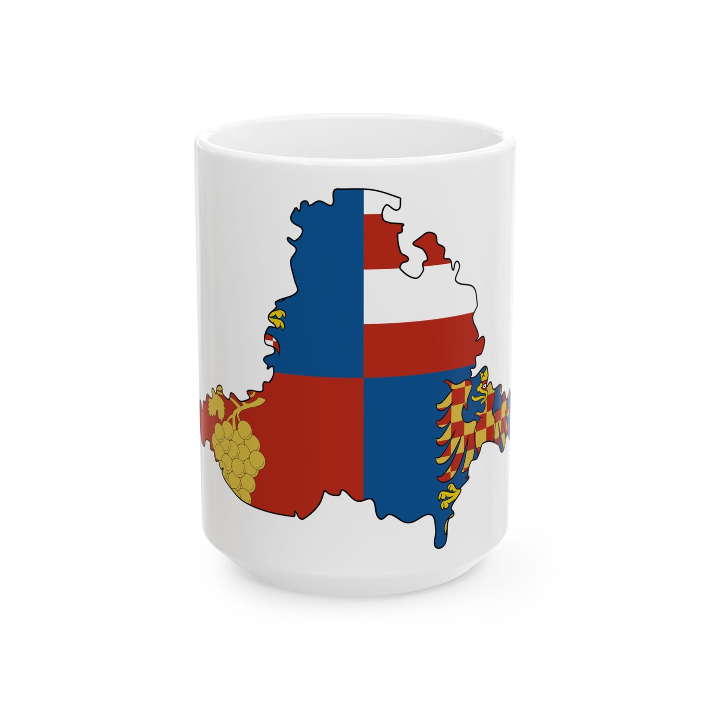 Flag-map of South Moravian Region (Czech Republic) White Coffee Mug-15oz-Go Mug Yourself