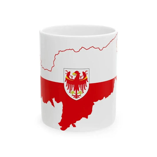 Flag map of South tyrol Autonomous Province of Bolzano (Italy) White Coffee Mug 11oz - Go Mug Yourself