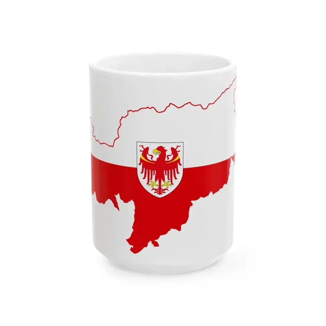 Flag map of South tyrol Autonomous Province of Bolzano (Italy) White Coffee Mug 15oz - Go Mug Yourself