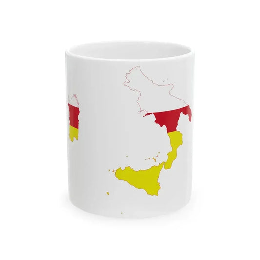 Flag map of Southern Italy (Italy) White Coffee Mug 11oz - Go Mug Yourself
