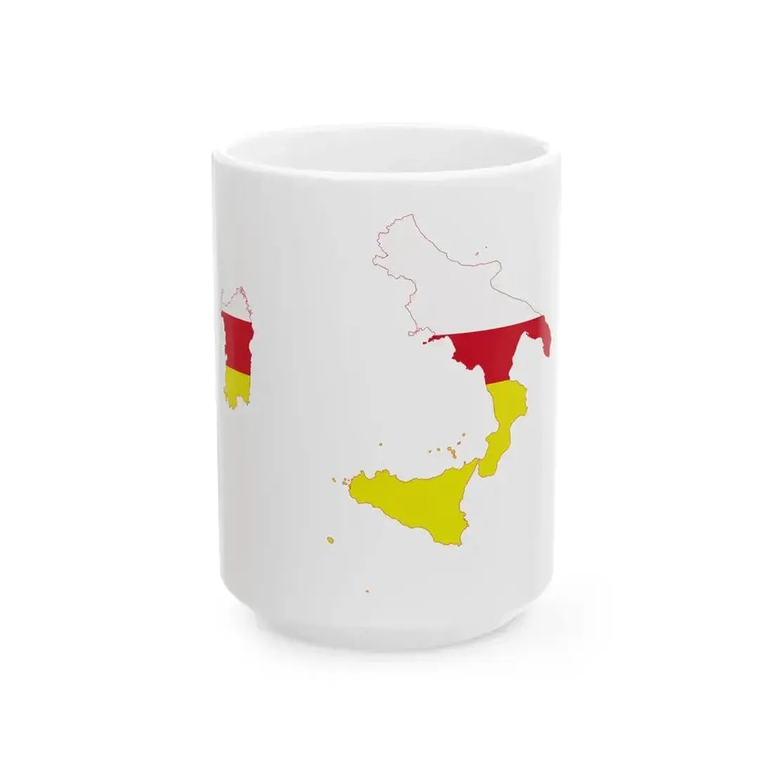Flag map of Southern Italy (Italy) White Coffee Mug 15oz - Go Mug Yourself