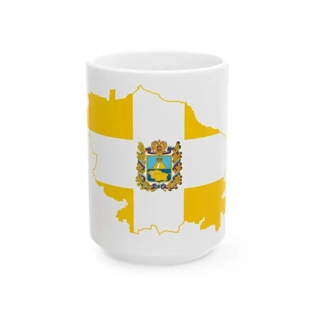 Flag map of Stavropol Krai (Russia) White Coffee Mug 15oz - Go Mug Yourself