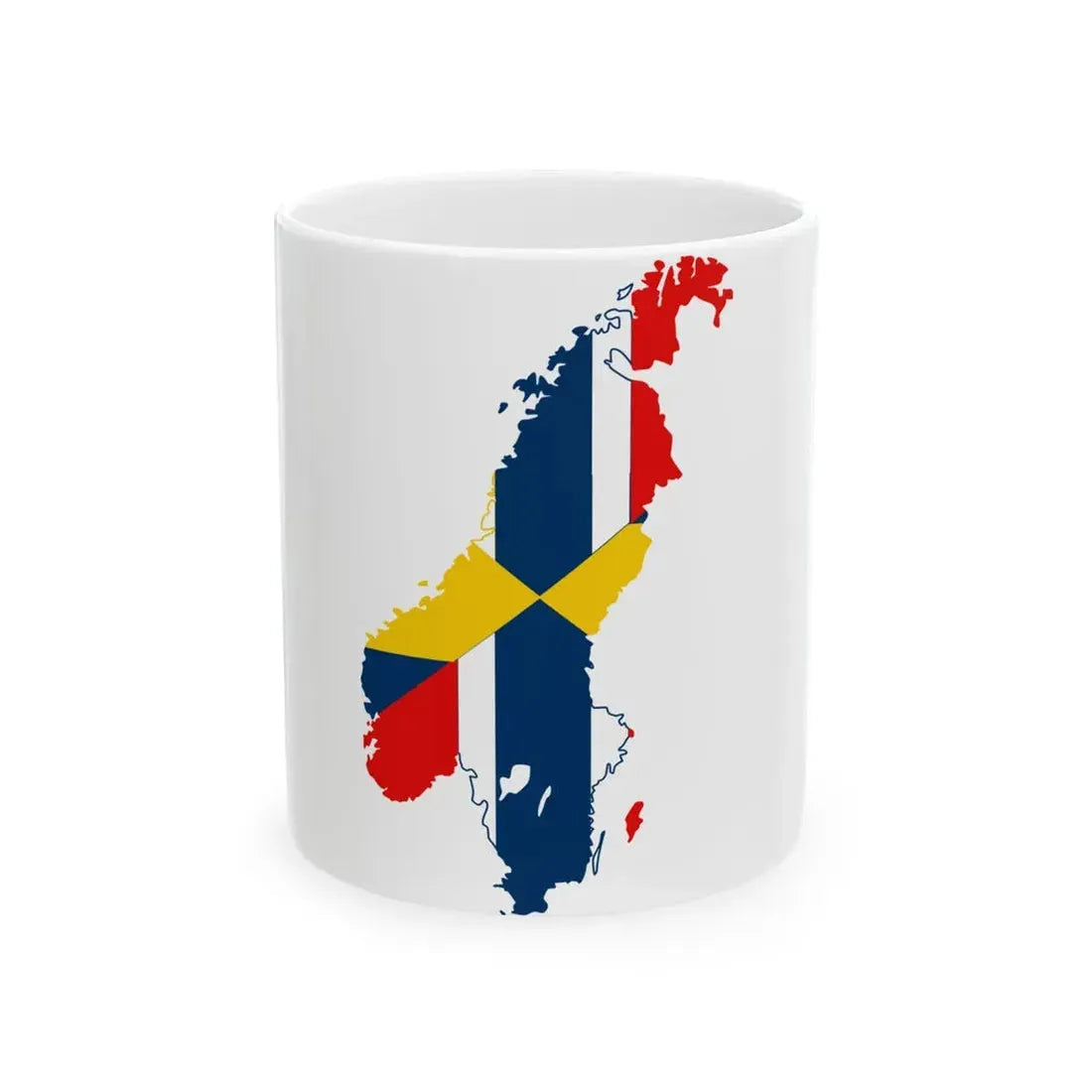 Flag-map of Sweden-Norway (Norway) White Coffee Mug 11oz - Go Mug Yourself