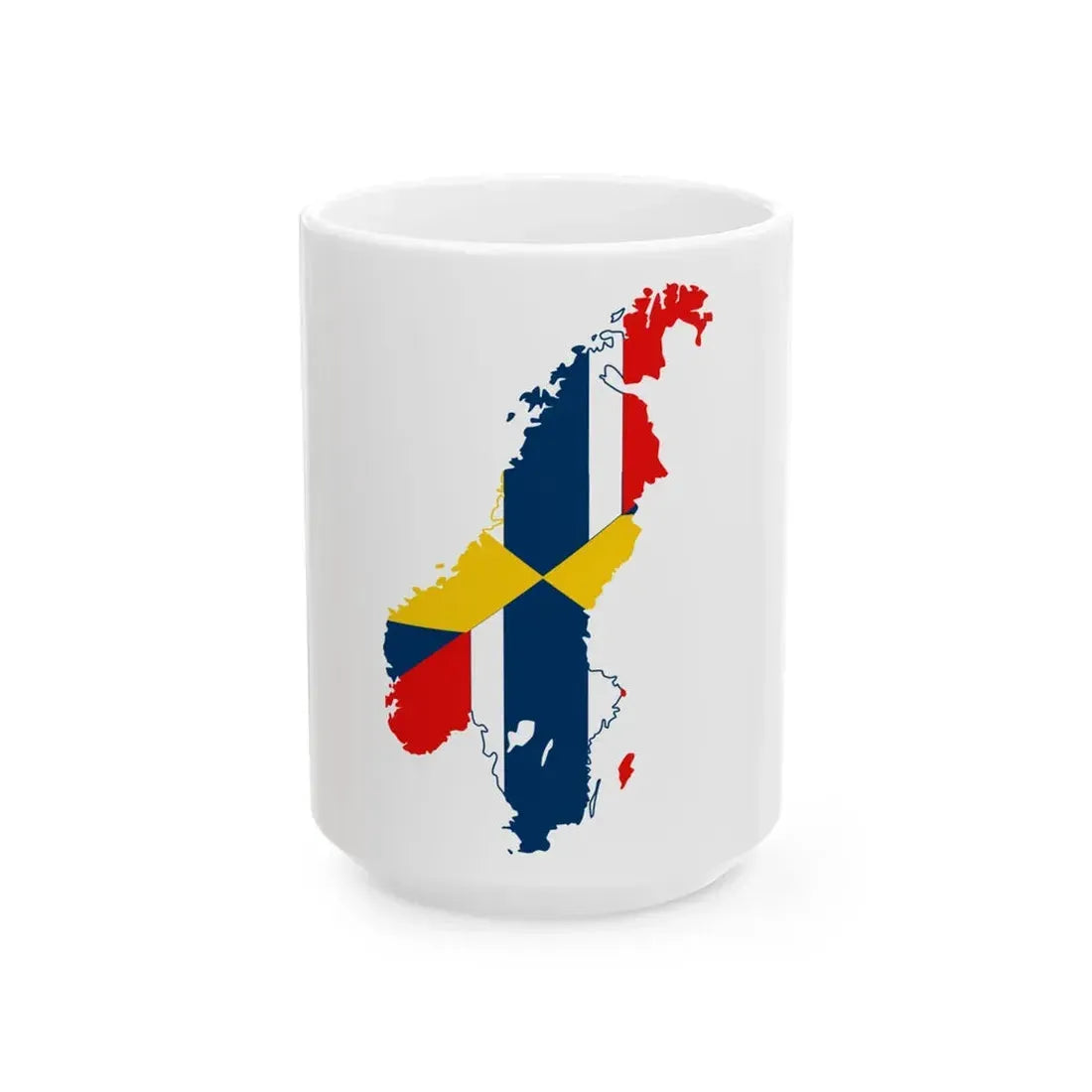 Flag-map of Sweden-Norway (Norway) White Coffee Mug 15oz - Go Mug Yourself