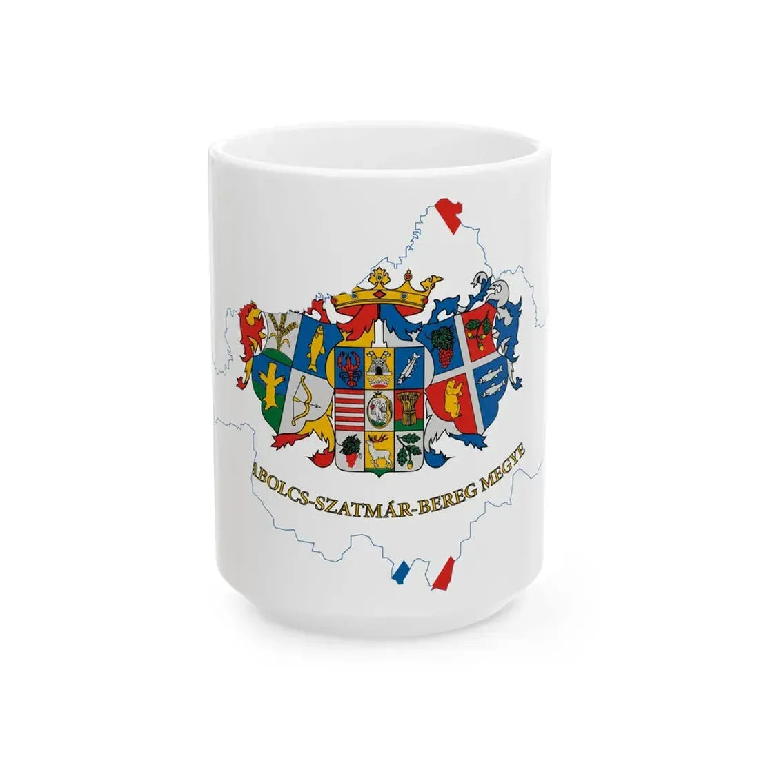 Flag-map of Szabolcs-Szatmar-Bereg County (Hungary) White Coffee Mug 15oz - Go Mug Yourself