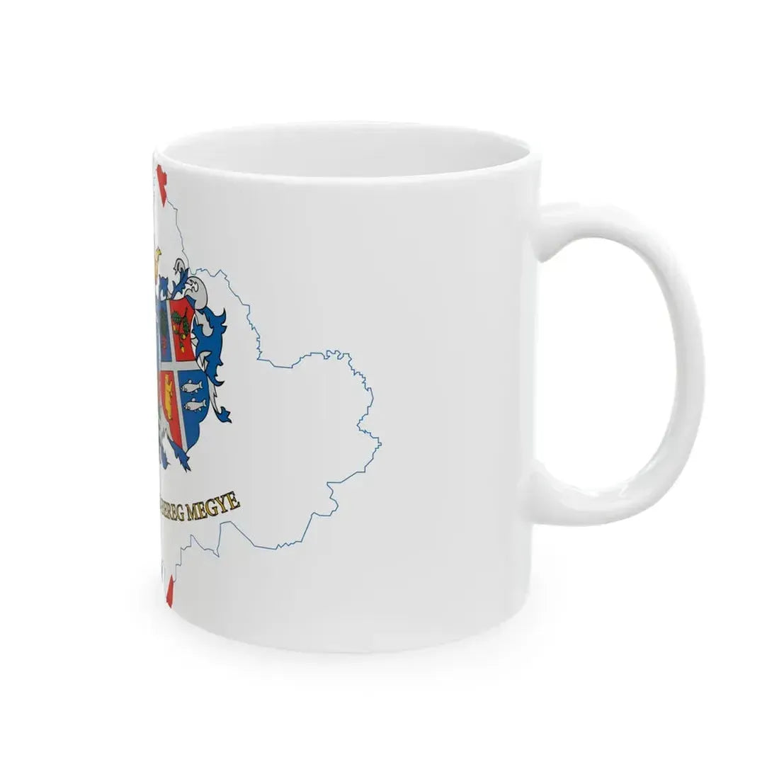 Flag-map of Szabolcs-Szatmar-Bereg County (Hungary) White Coffee Mug - Go Mug Yourself