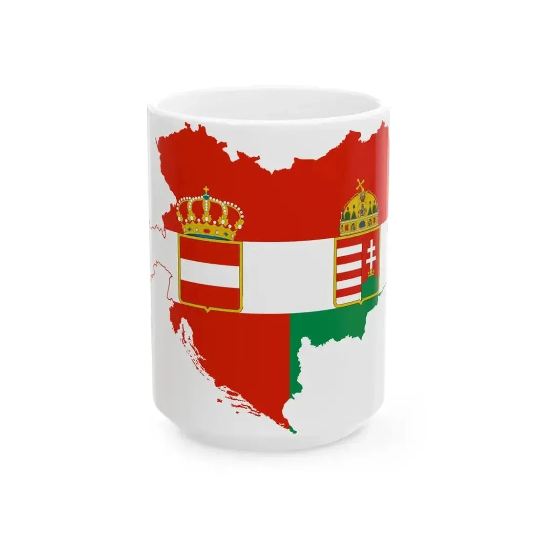 Flag map of the Austro-Hungarian Empire civil ensign (Hungary) White Coffee Mug 15oz - Go Mug Yourself