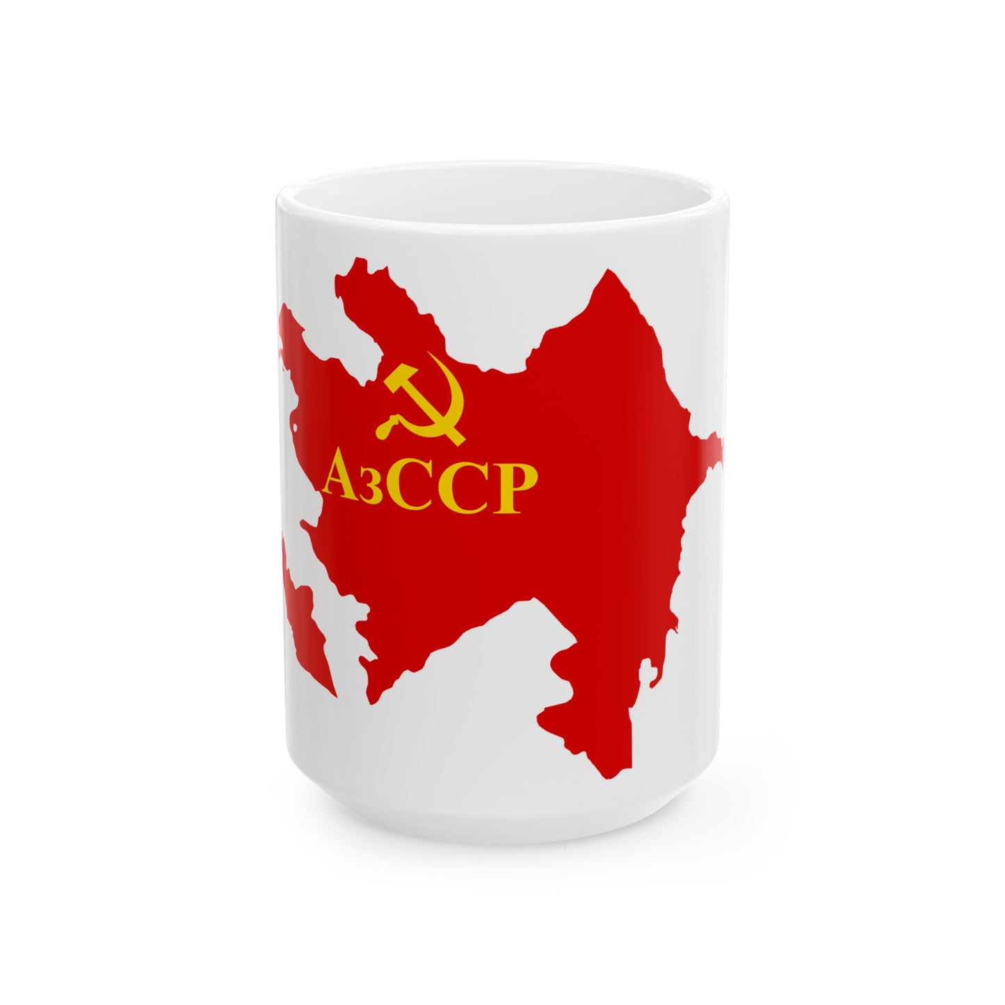 Flag map of the Azerbaijan SSR 1939-1952 (Azerbaijan) White Coffee Mug-15oz-Go Mug Yourself
