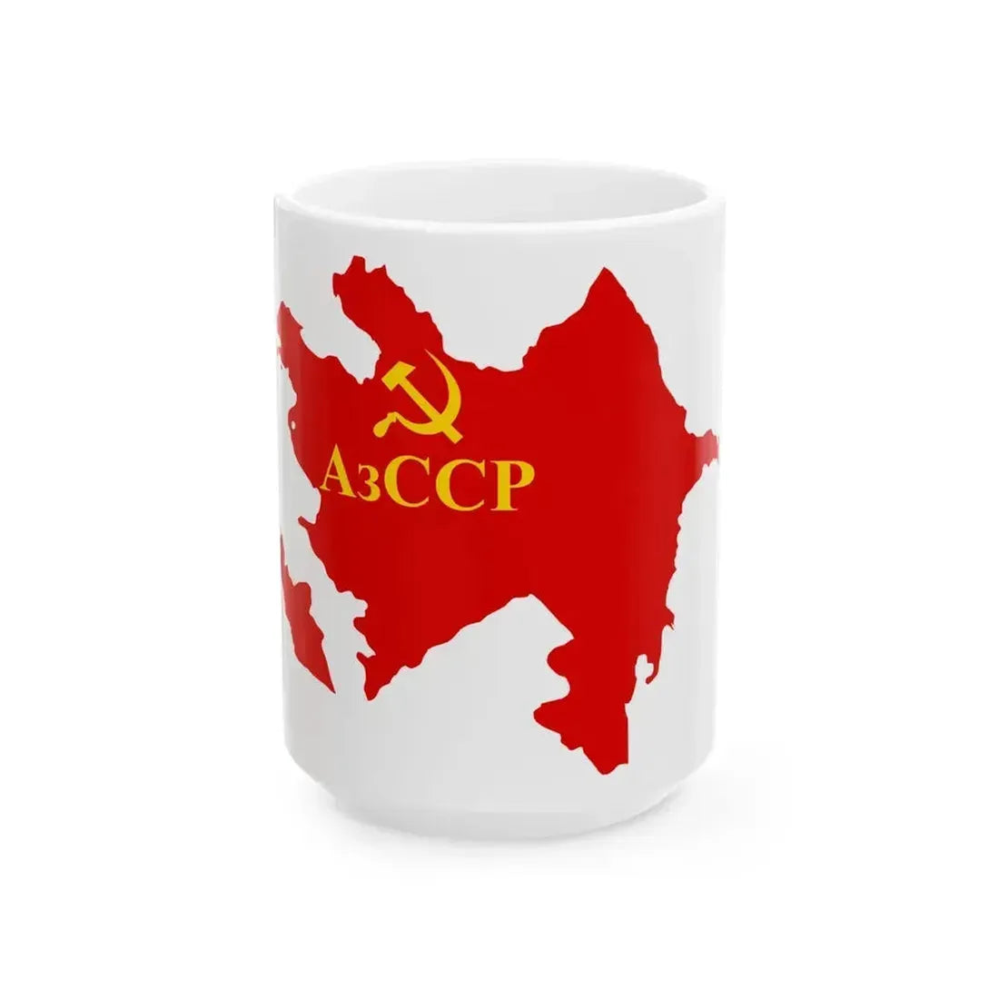 Flag map of the Azerbaijan SSR 1939-1952 (Azerbaijan) White Coffee Mug 15oz - Go Mug Yourself