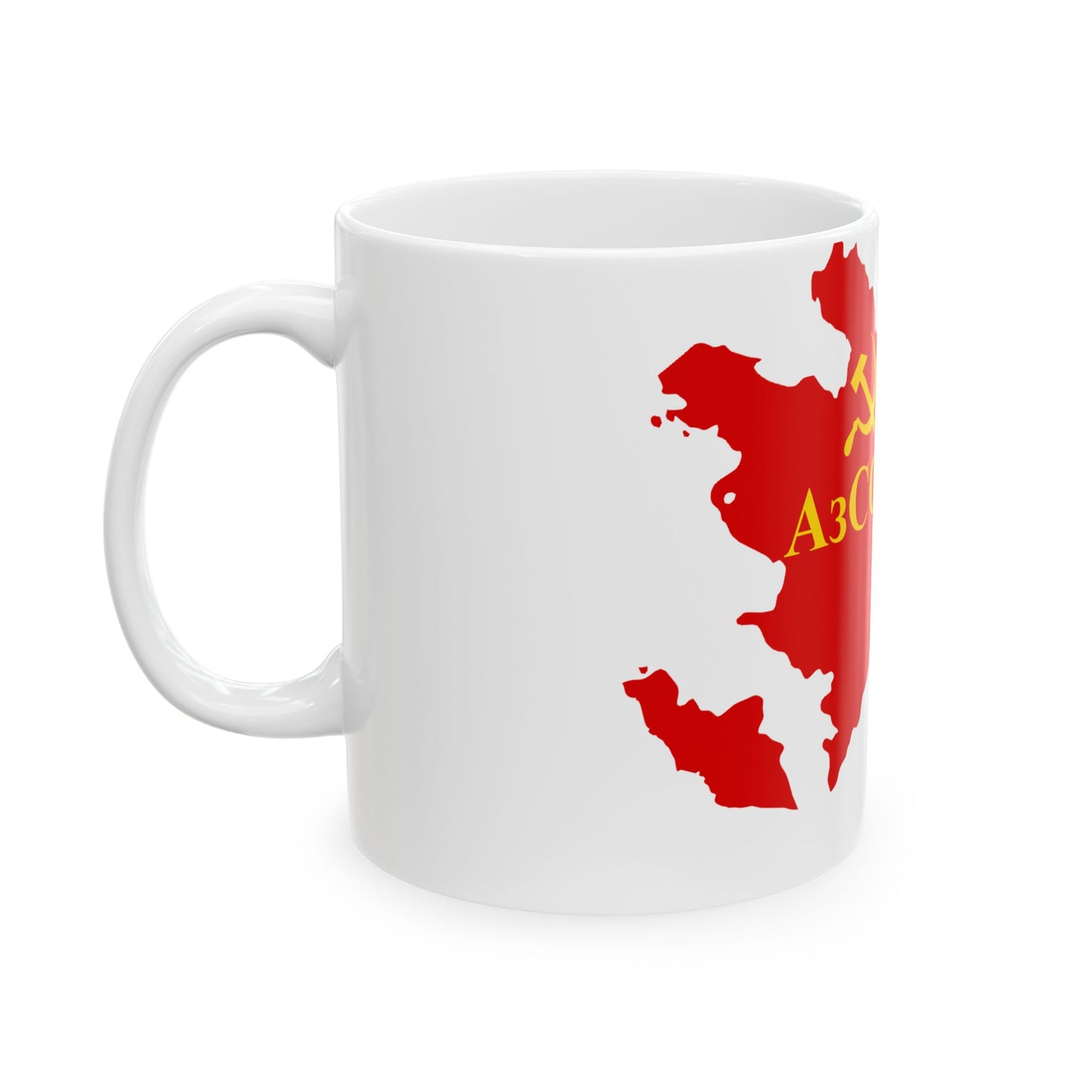 Flag map of the Azerbaijan SSR 1939-1952 (Azerbaijan) White Coffee Mug-Go Mug Yourself