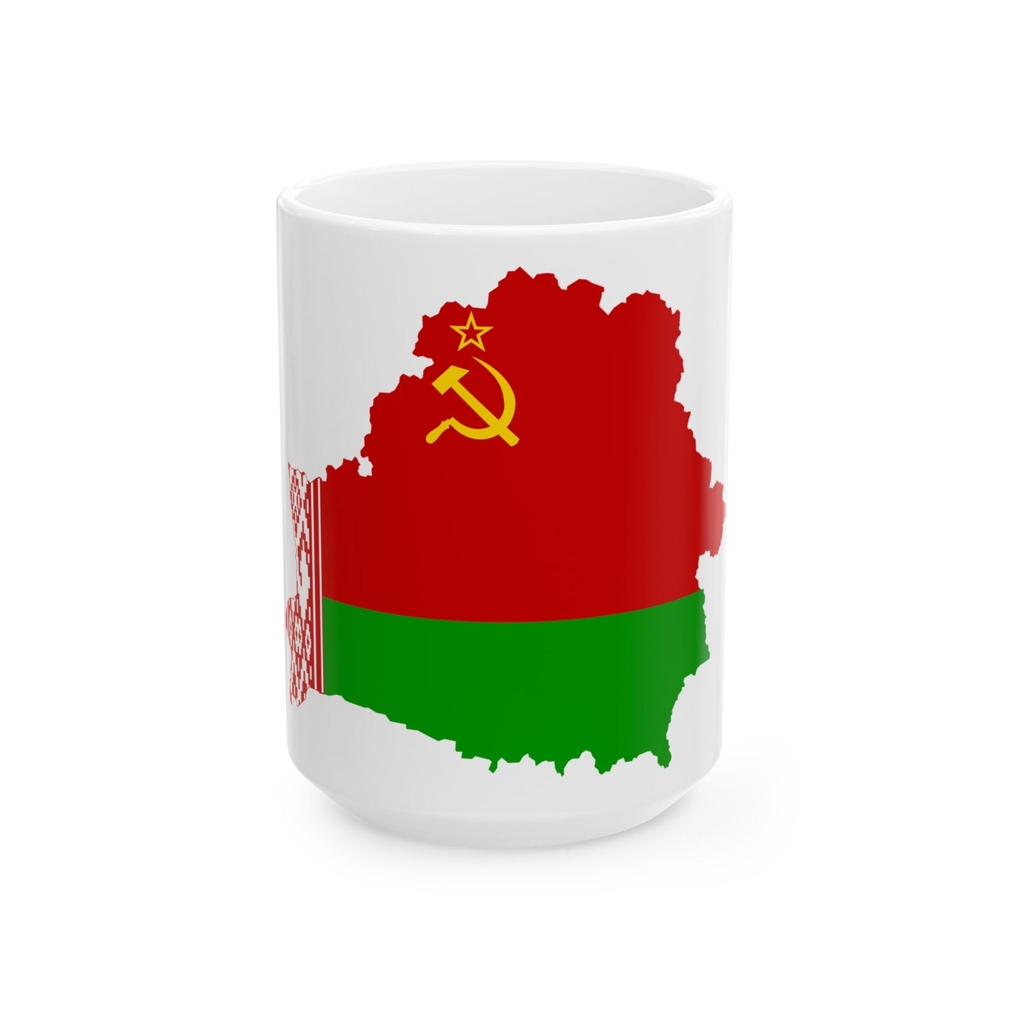 Flag map of the Byelorussian SSR 1951-1991 (Belarus) White Coffee Mug-15oz-Go Mug Yourself