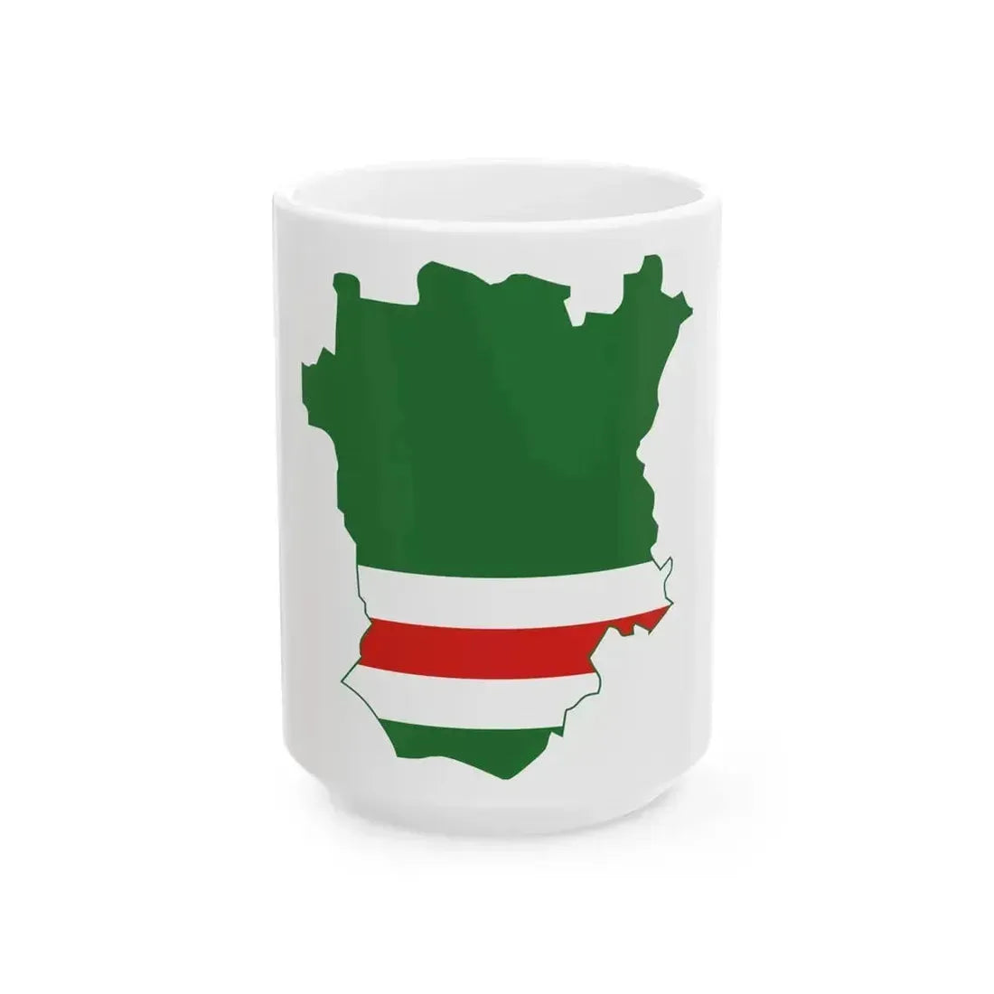 Flag map of the Chechen Republic of Ichkeria (Russia) White Coffee Mug 15oz - Go Mug Yourself