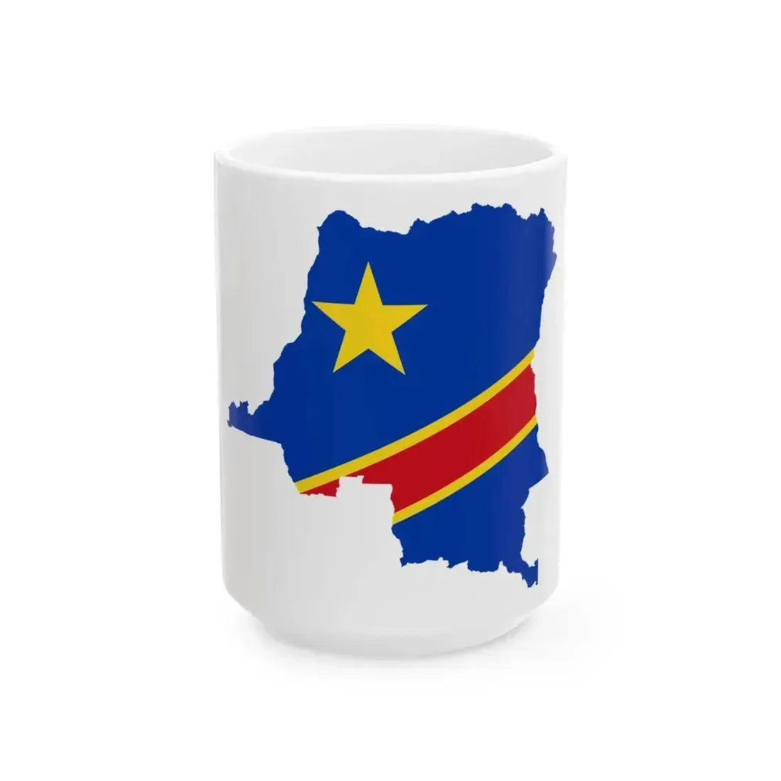 Flag map of the Democratic Republic of the Congo 1966-1971 (Congo) White Coffee Mug 15oz - Go Mug Yourself