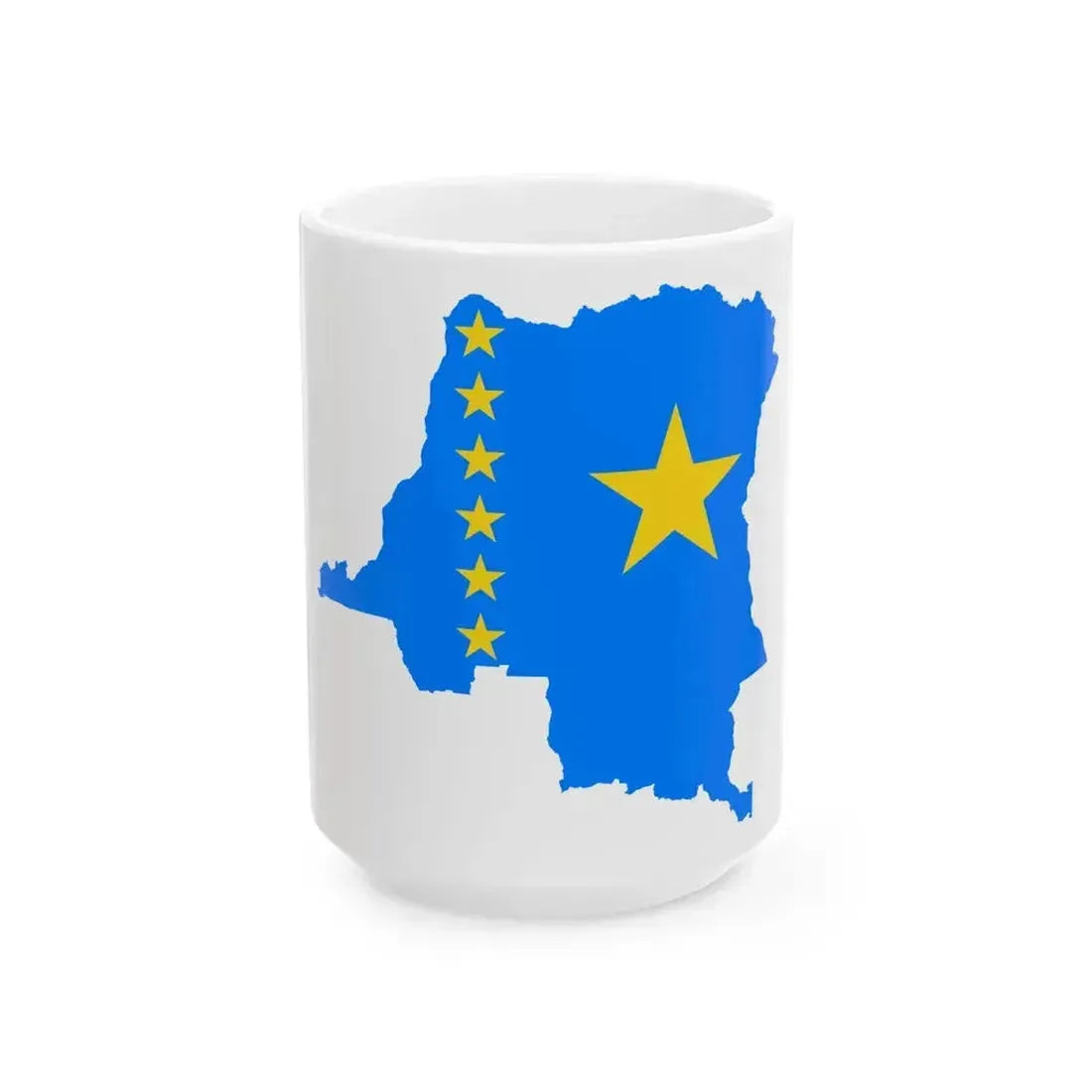 Flag map of the Democratic Republic of the Congo 2003-2006 (Congo) White Coffee Mug 15oz - Go Mug Yourself