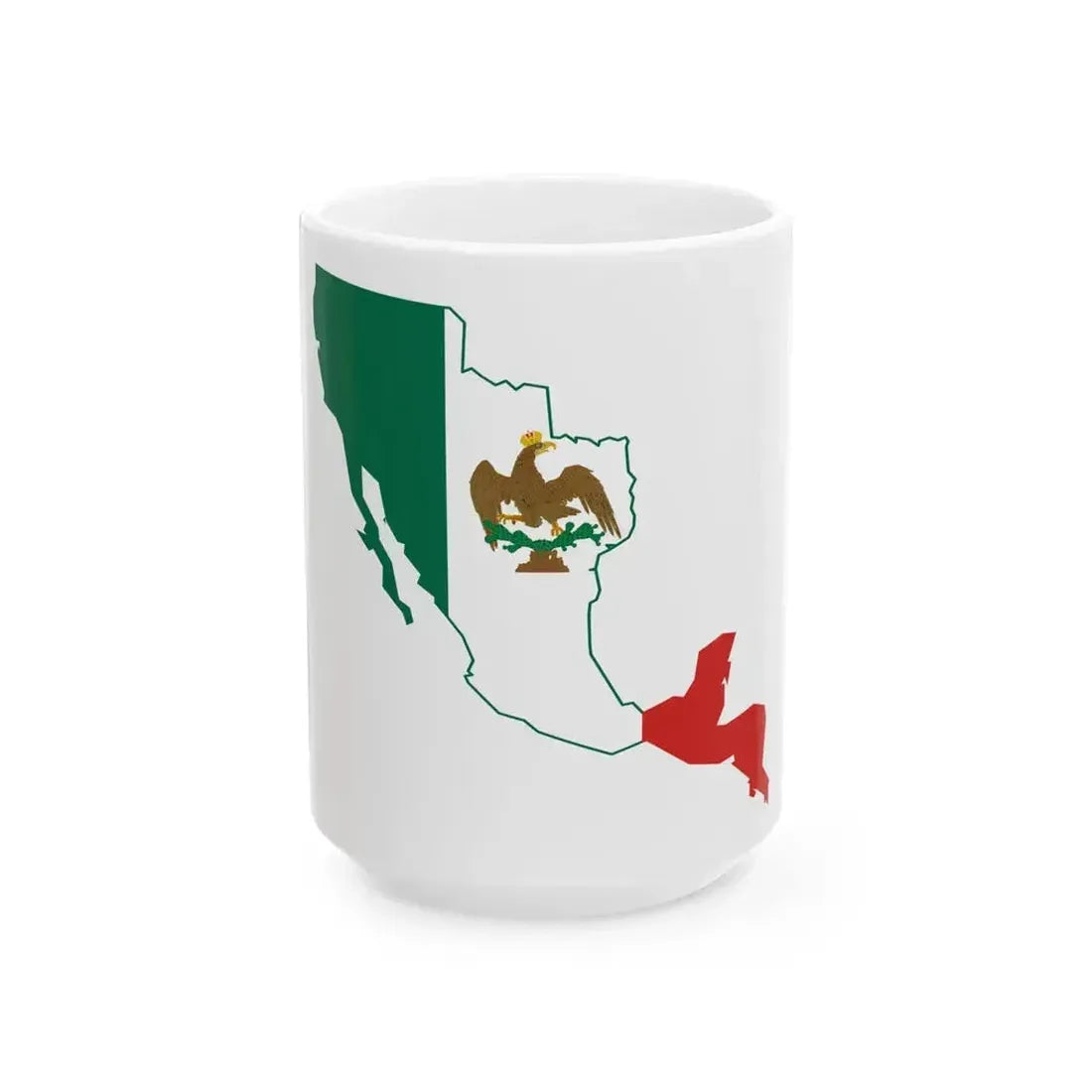 Flag map of the First Mexican Empire 1821-1823 (Mexico) White Coffee Mug 15oz - Go Mug Yourself
