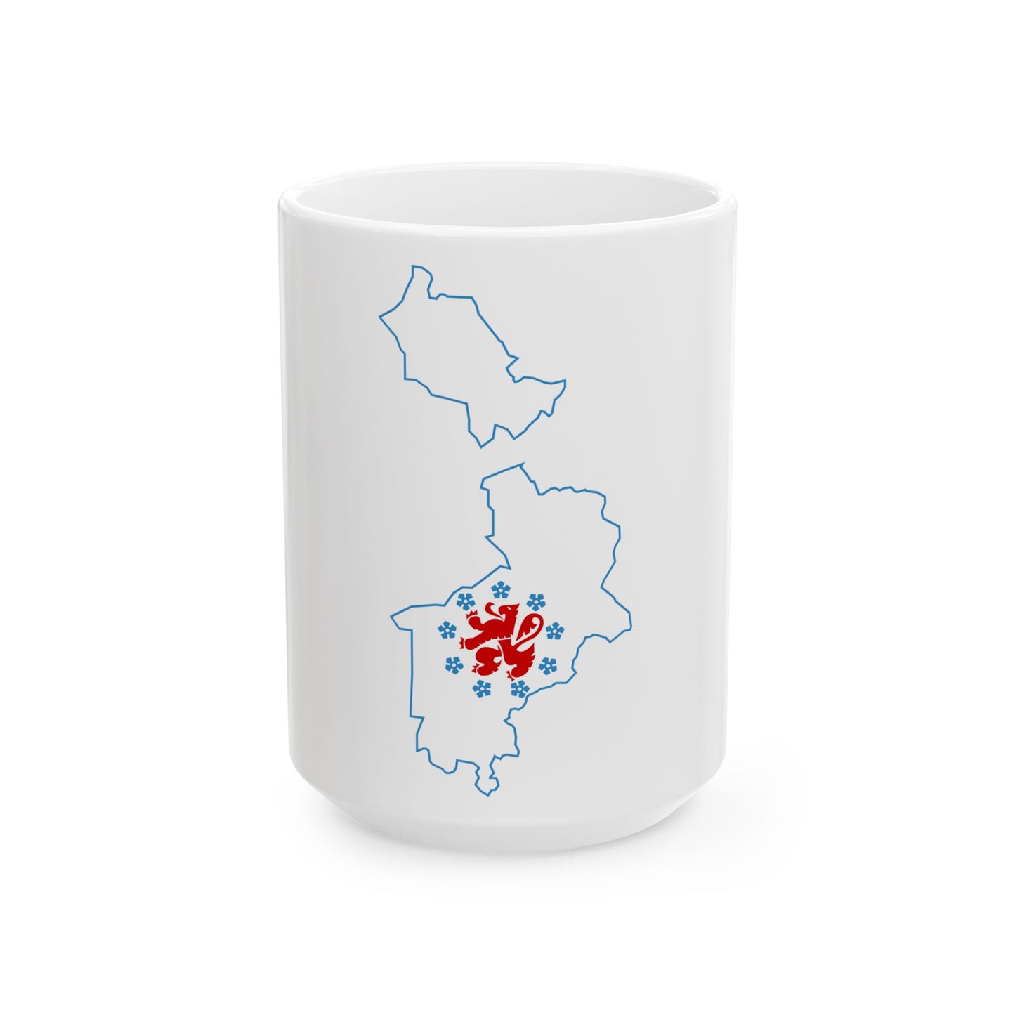 Flag-map of the German-speaking Community of Belgium (Belgium) White Coffee Mug-15oz-Go Mug Yourself