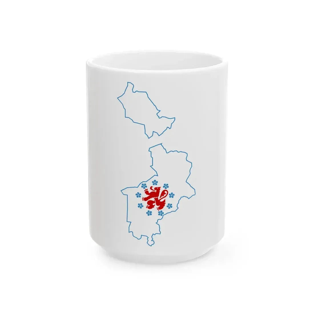 Flag-map of the German-speaking Community of Belgium (Belgium) White Coffee Mug 15oz - Go Mug Yourself