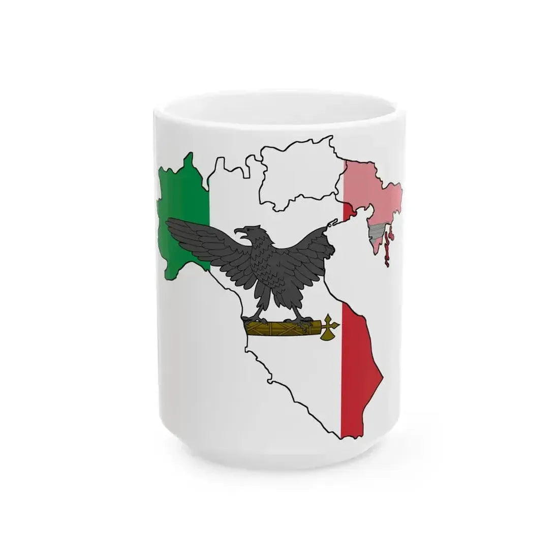Flag map of the Italian Social Republic (Italy) White Coffee Mug 15oz - Go Mug Yourself
