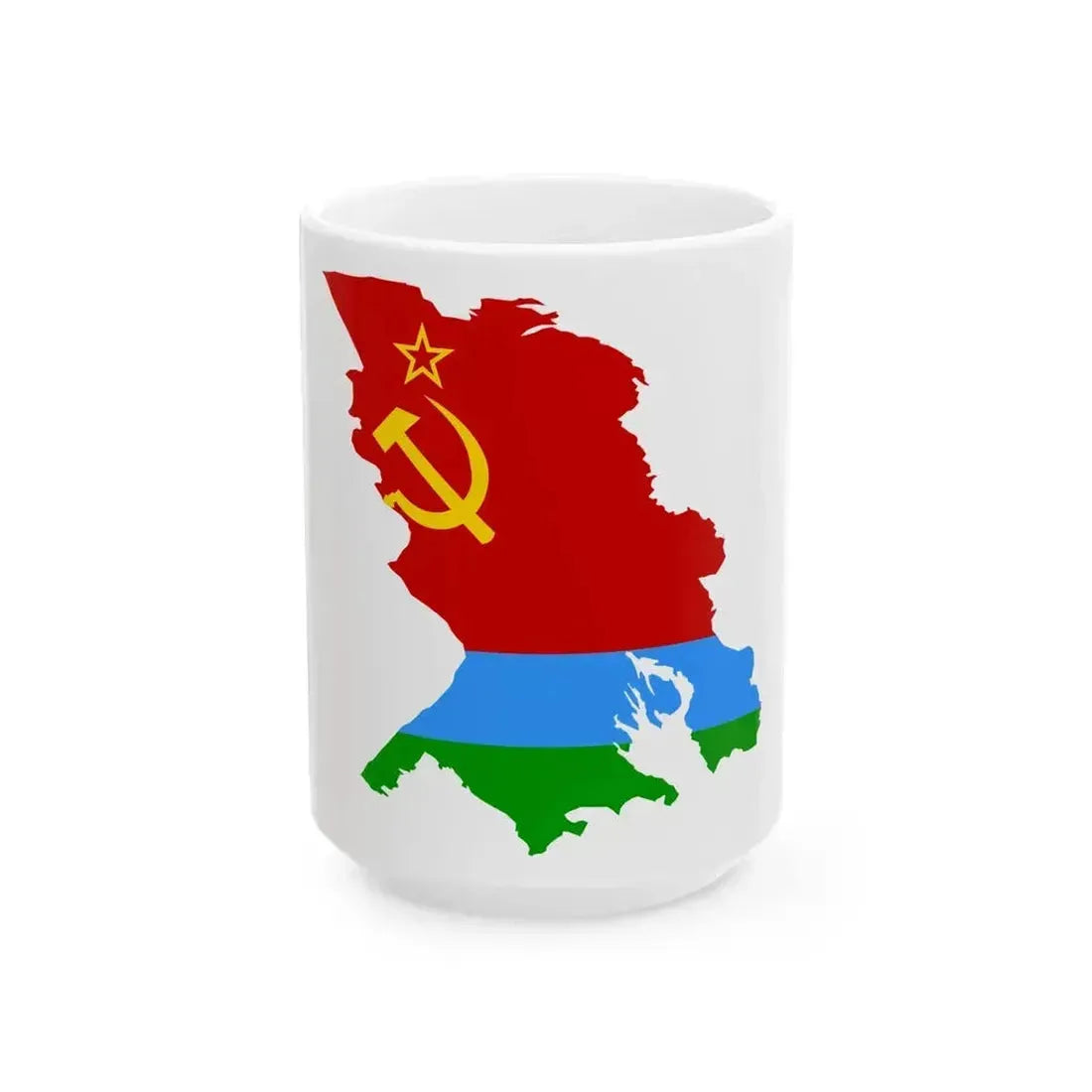 Flag map of the Karelo-Finnish SSR 1953-1956 (Russia) White Coffee Mug 15oz - Go Mug Yourself