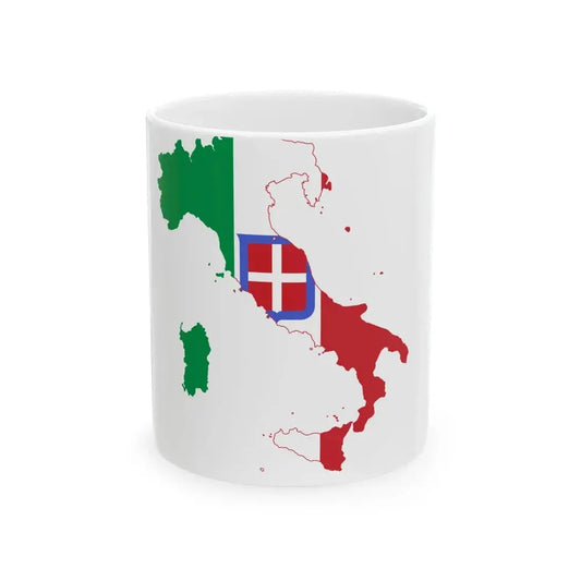 Flag-map of the Kingdom of Italy 1861-1946 (Italy) White Coffee Mug 11oz - Go Mug Yourself