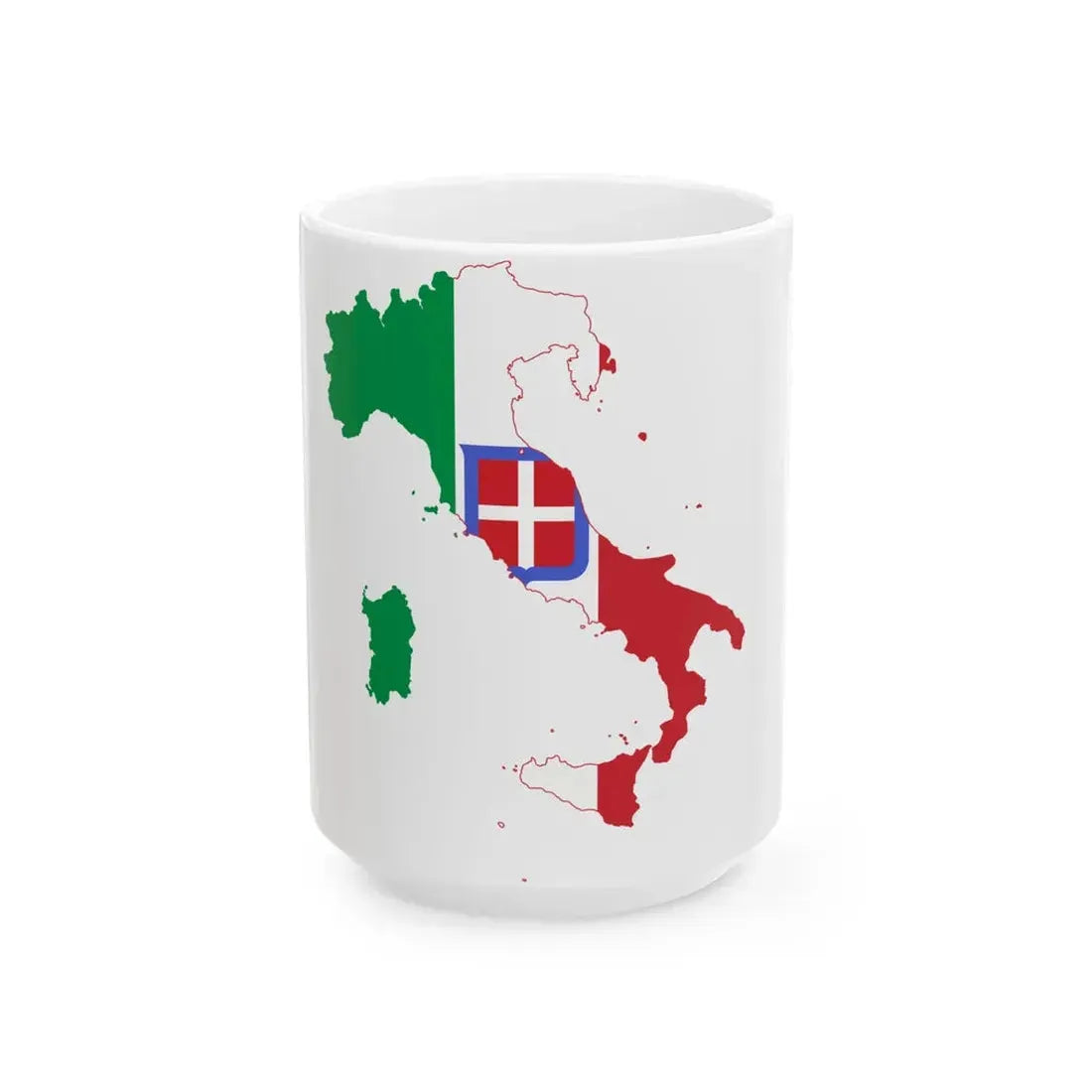 Flag-map of the Kingdom of Italy 1861-1946 (Italy) White Coffee Mug 15oz - Go Mug Yourself