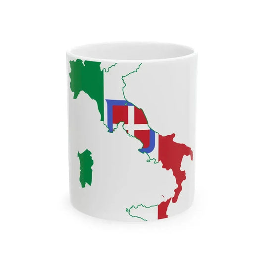 Flag map of the Kingdom of Italy 1866 (Italy) White Coffee Mug 11oz - Go Mug Yourself
