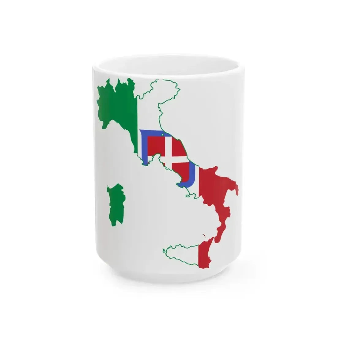 Flag map of the Kingdom of Italy 1866 (Italy) White Coffee Mug 15oz - Go Mug Yourself