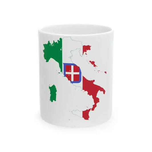 Flag map of the Kingdom of Italy 1942 (Italy) White Coffee Mug 11oz - Go Mug Yourself