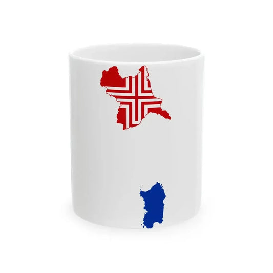 Flag map of the Kingdom of Sardinia 1815-1848 (Italy) White Coffee Mug 11oz - Go Mug Yourself