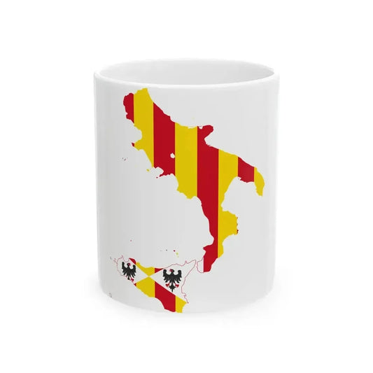 Flag map of the Kingdom of Sicily (Italy) White Coffee Mug 11oz - Go Mug Yourself