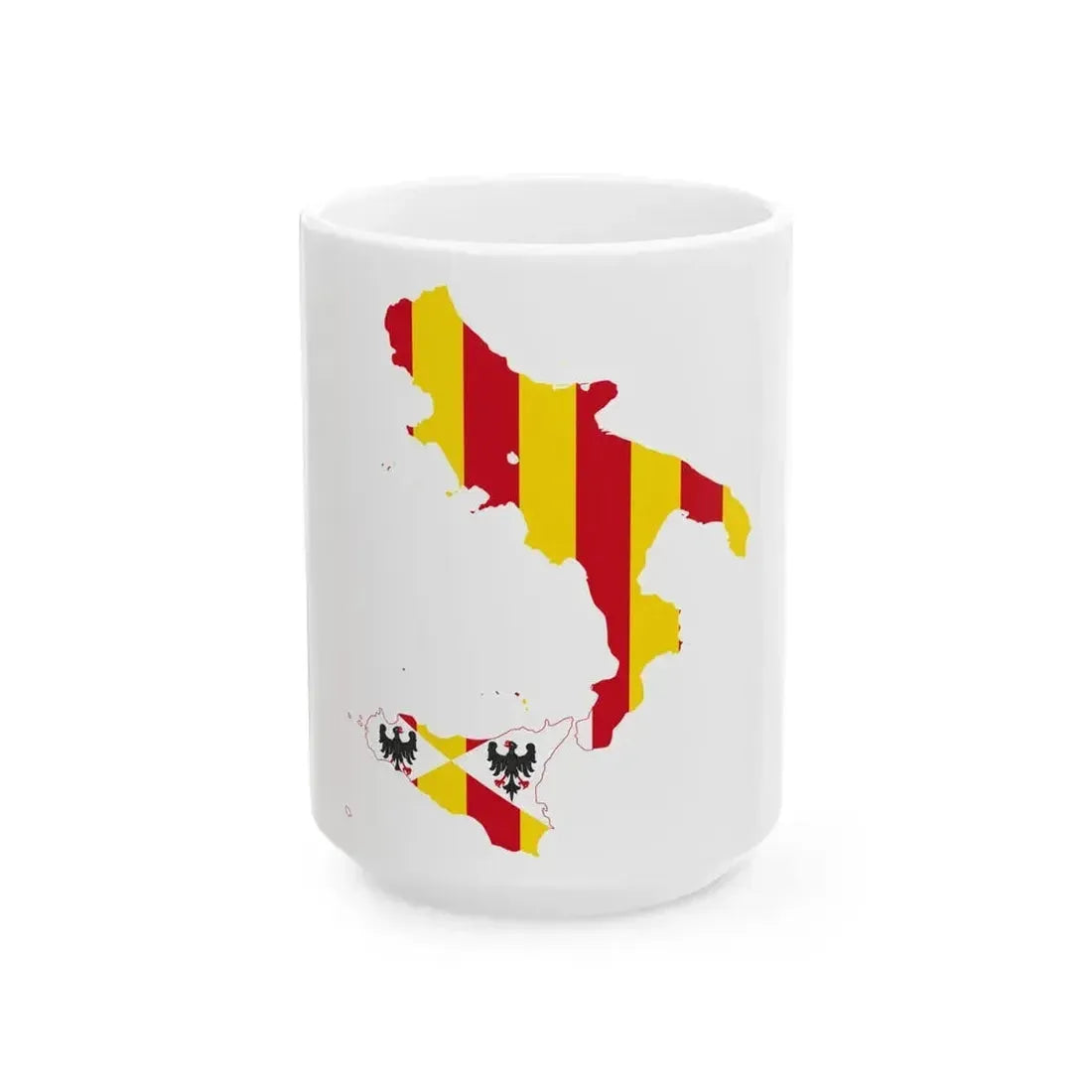 Flag map of the Kingdom of Sicily (Italy) White Coffee Mug 15oz - Go Mug Yourself