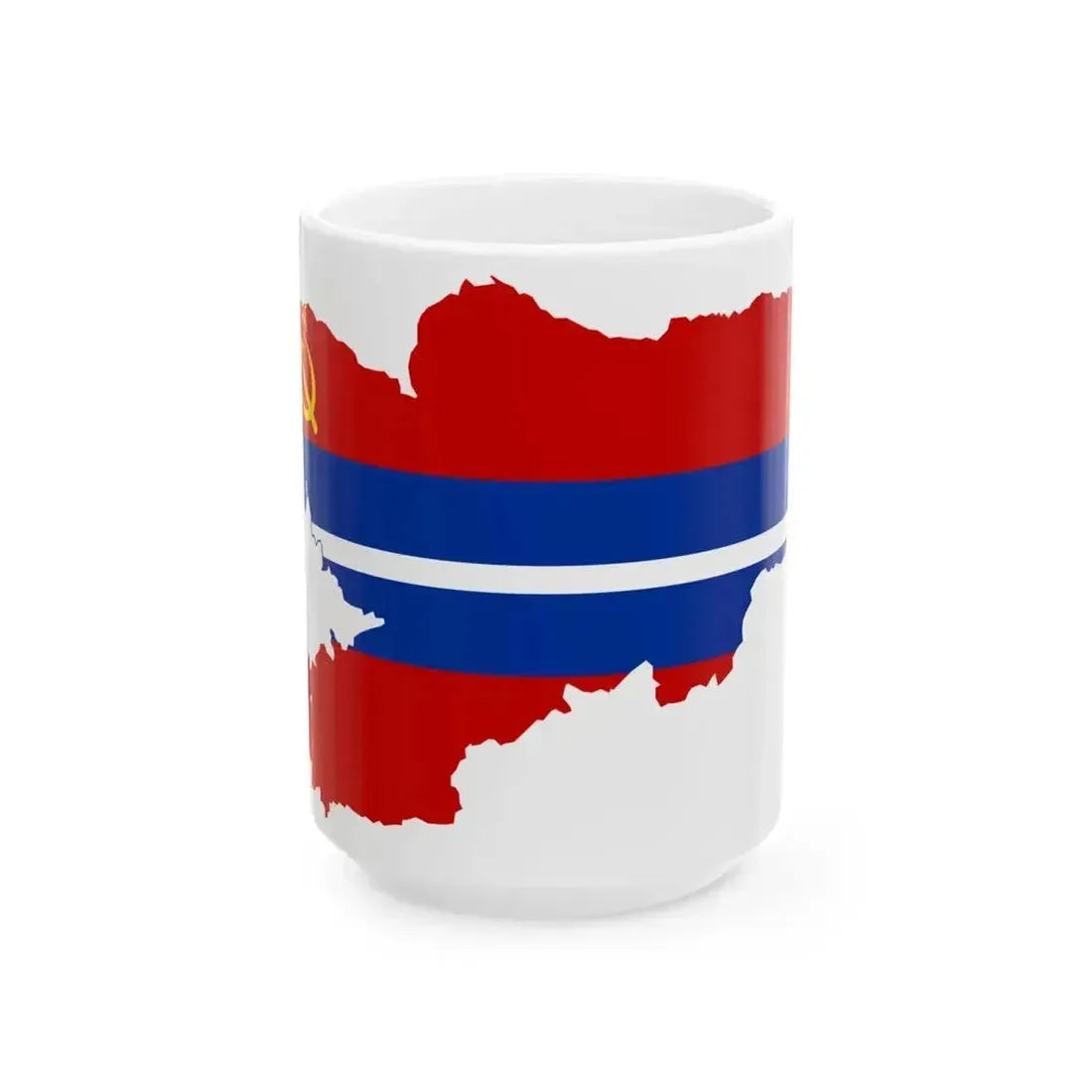 Flag map of the Kirghiz SSR 1952-1991 Flag map of Kyrgyzstan 19911992 (Kyrgyzstan) White Coffee Mug 15oz - Go Mug Yourself