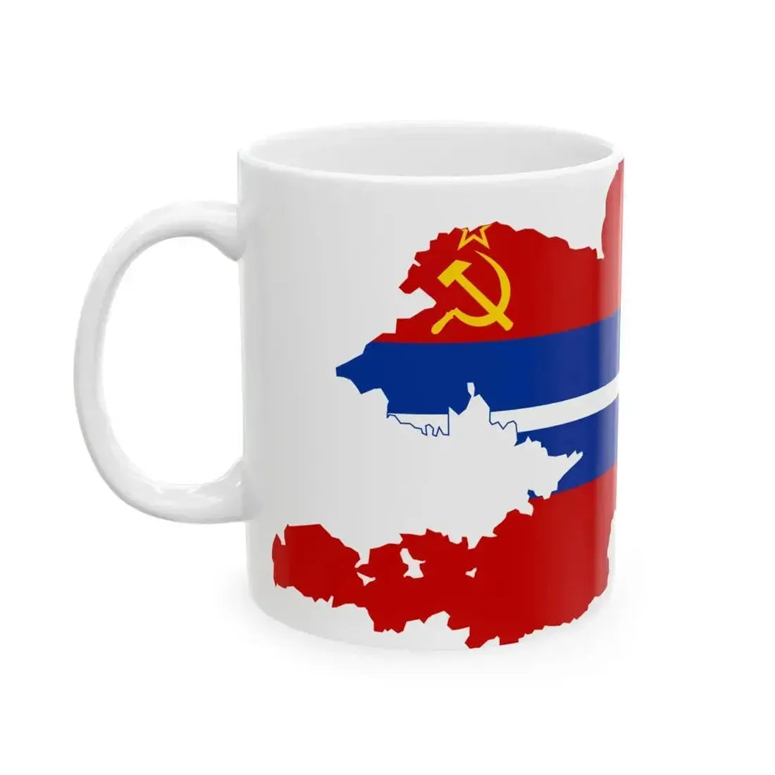 Flag map of the Kirghiz SSR 1952-1991 Flag map of Kyrgyzstan 19911992 (Kyrgyzstan) White Coffee Mug - Go Mug Yourself