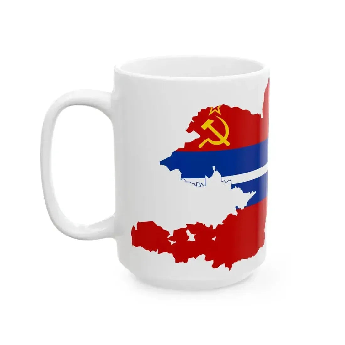Flag map of the Kirghiz SSR 1952-1991 Flag map of Kyrgyzstan 19911992 (Kyrgyzstan) White Coffee Mug - Go Mug Yourself
